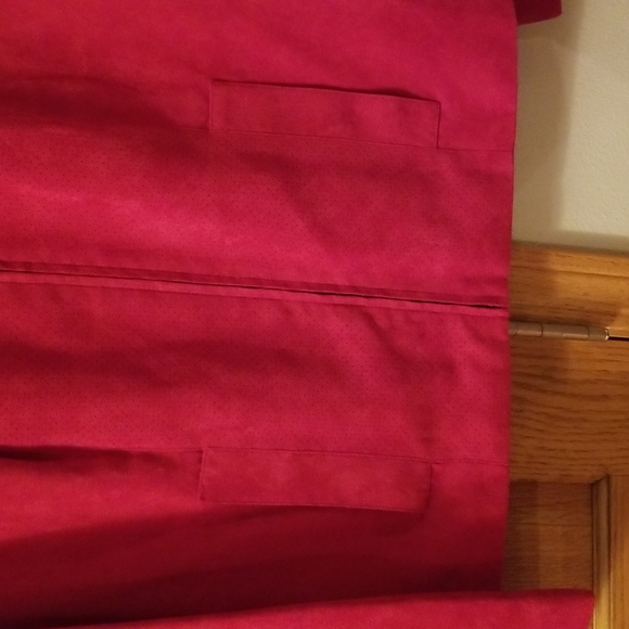 NWT Studio Works Petite 10P Faux Suede Zip Up Romanov Red Shirt Jacket Blazer - Picture 4 of 6